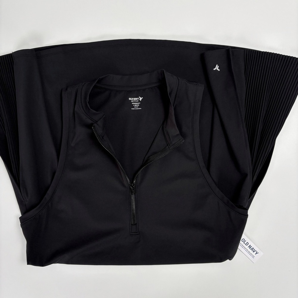 NWT MockNeck HalfZip Pleated Black Athletic Dress LP Mini Tennis Pickleball Golf - Picture 4 of 10